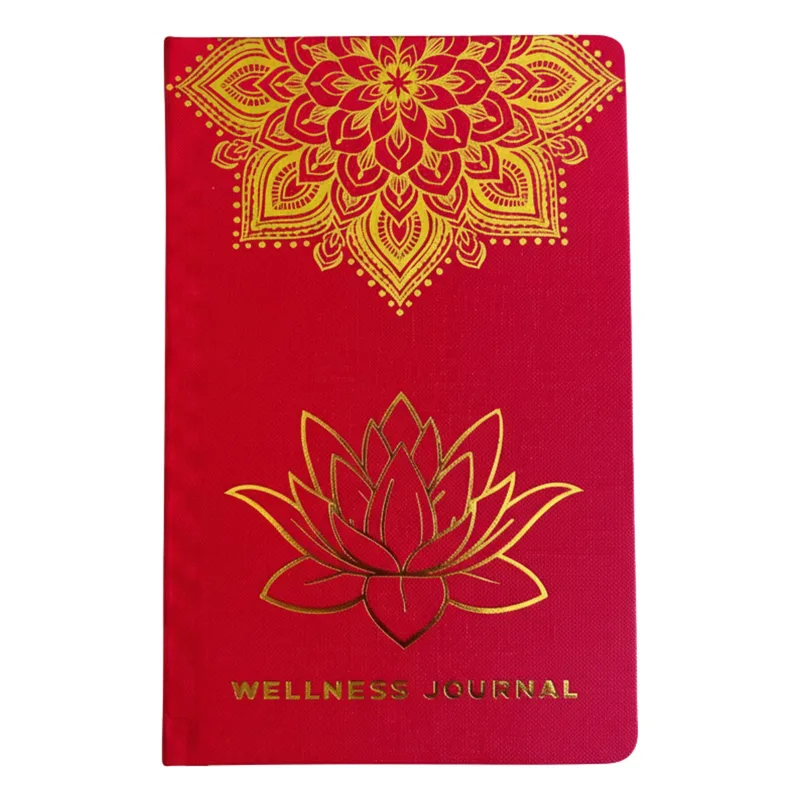 Red Wellness Journal - 120 pages - Golden Mandala and Lotus — foto 4