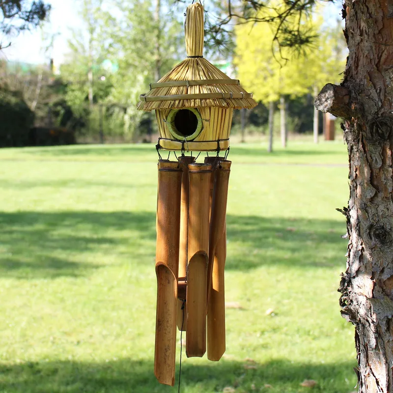 Round Seagrass Bird Scatola with Chimes 45x17cm — foto 1