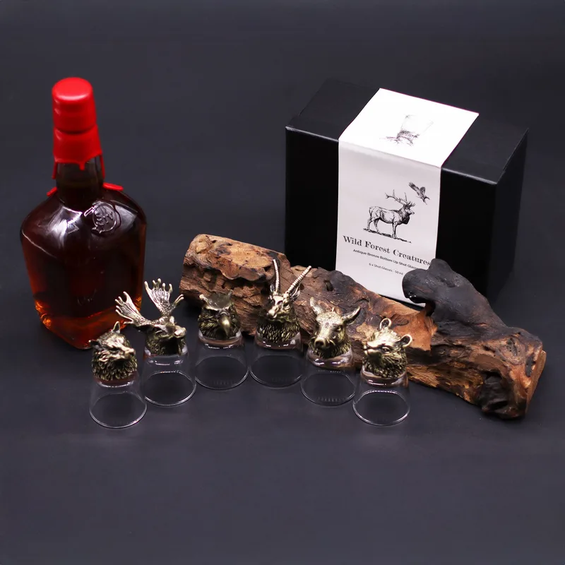Gift Set of 6 Shot Glasses Selvatico Forest Creatures Antique Bronze — foto 6