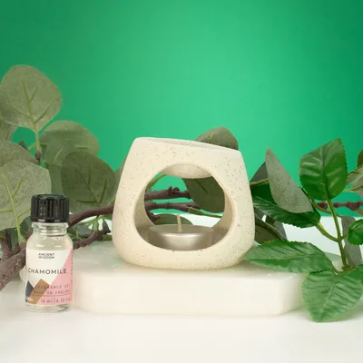 Ceramic Zen Olio Bruciatore - Round Pebble - Speckled Off-White — foto 1