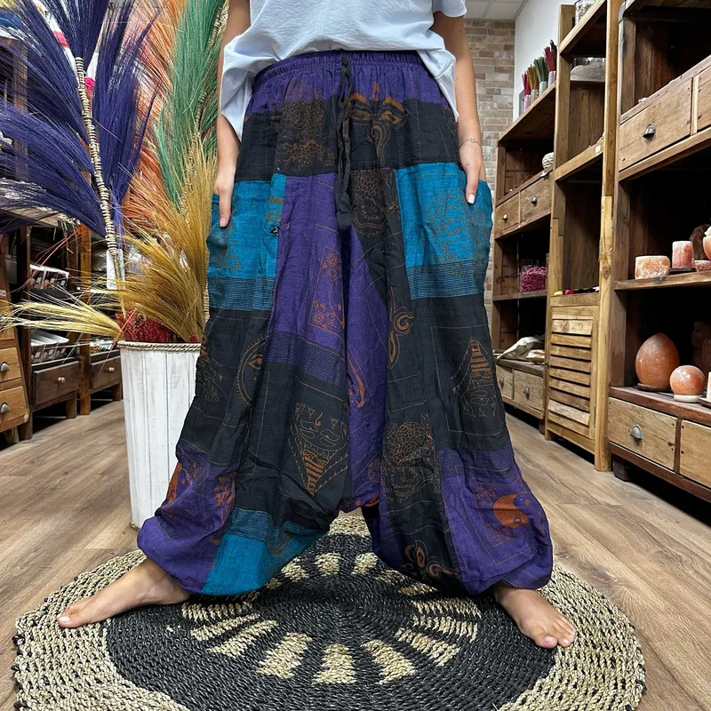 Yoga and Festival Pants Aladdin Himalayan Print on Purple — foto 3