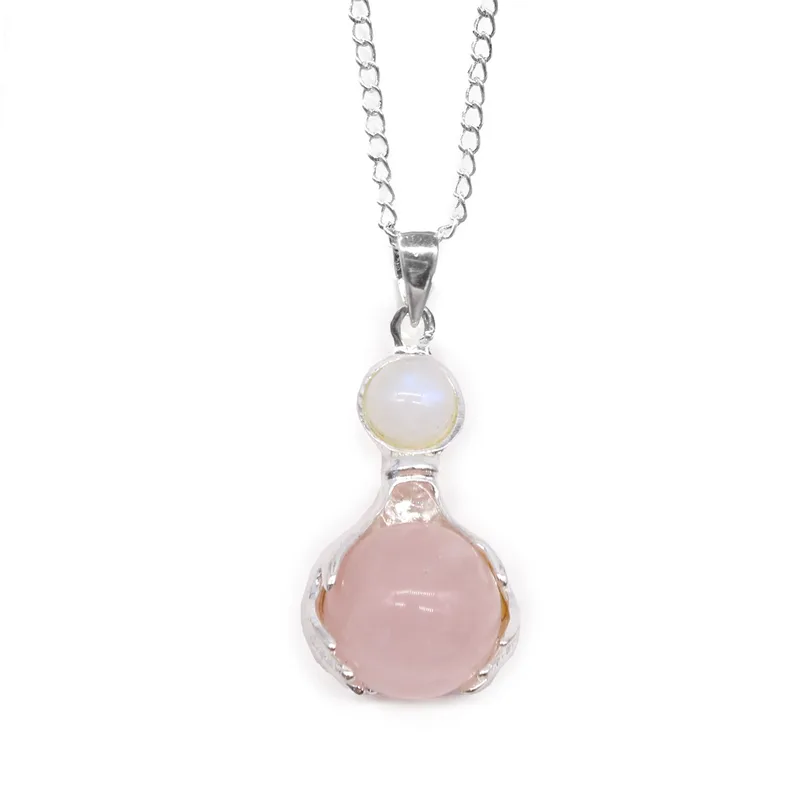 Gemstone Healing Hands Pendant Rosa Quartz