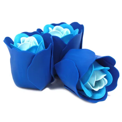 Set di 3 Sapone Fiore a Cuore - Scatola – Rosa Nuziale Blu — foto 1