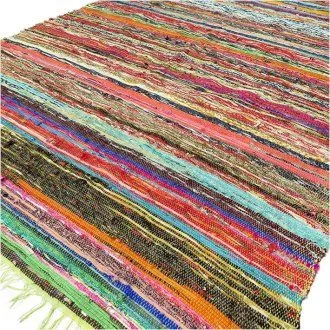 151 x 90cm Luxury Rag Rug Verde — foto 1