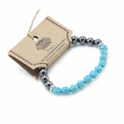 Bracciale con Pietre Naturali Tagliate - Turchese Magnetico