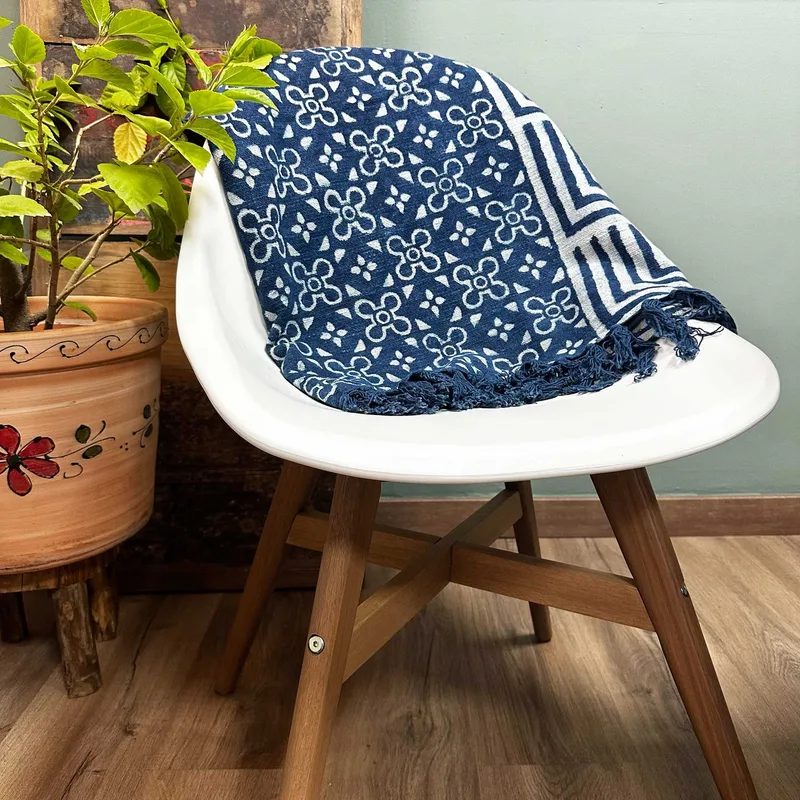 Fatto a mano Indigo Throw 170x120cm Kasba Tiles