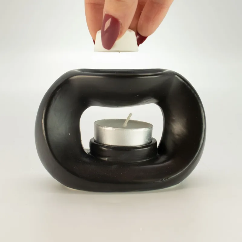Ceramic Zen Olio Bruciatore - Oval Pebble - Matt Nero — foto 3
