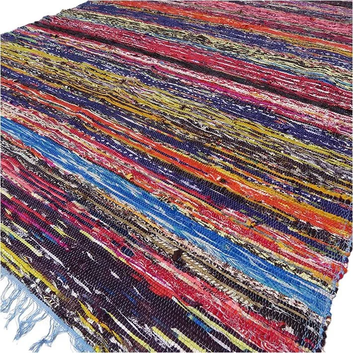 153 x 90cm Luxury Rag Rug Blu