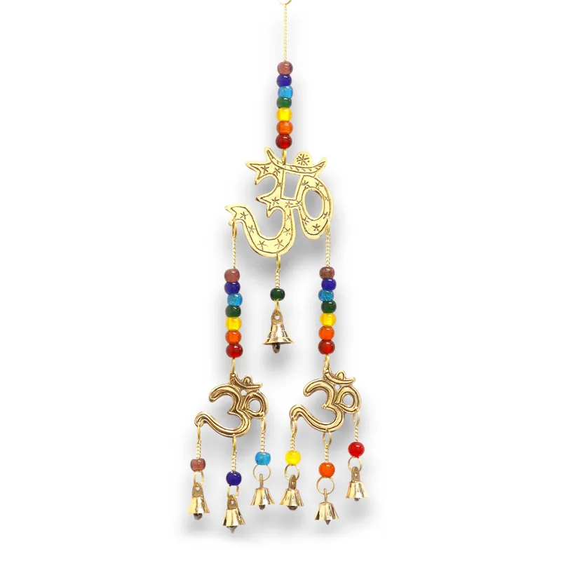 Indian Chimes Brass Om with Chakra Beads 7 Bells 9.5x32cm — foto 1
