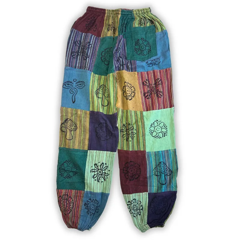 Nomad Sari Mushroom Pants Block Print Designs Verde Tones L/XL — foto 1