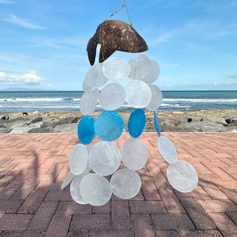 Coconut & Capiz Windchimes Blu Dolphins 30cm — foto 1