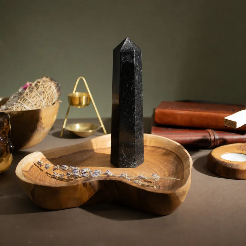 Gemstone Six Face Obelisk Point approx 17cm Nero Tourmaline