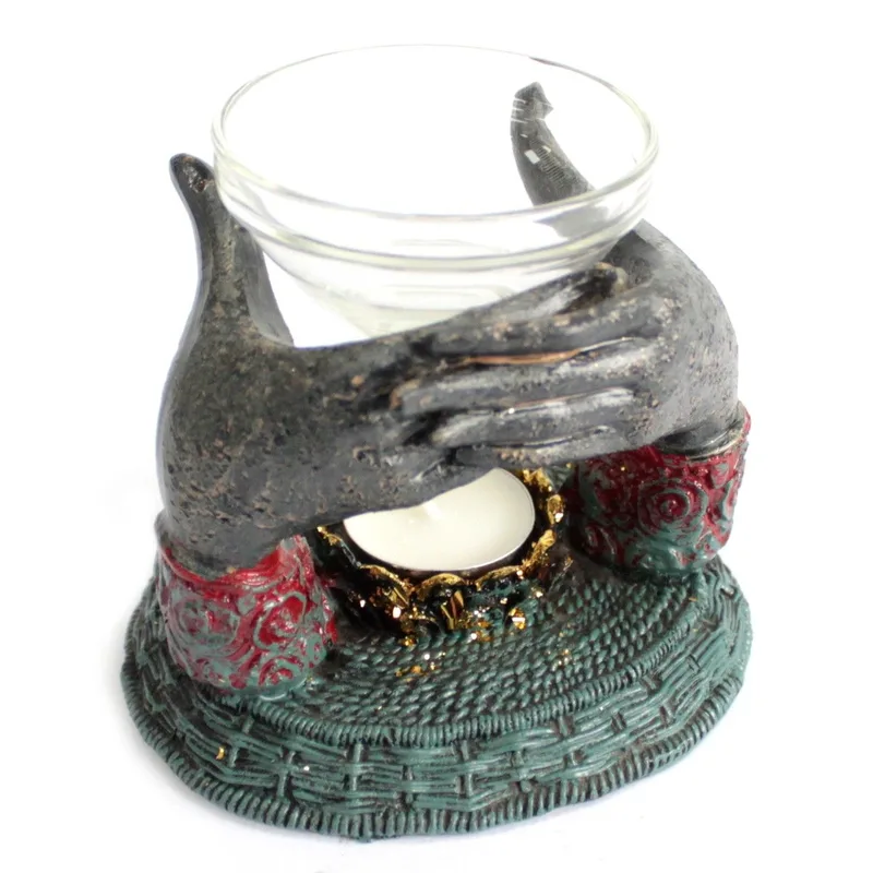 Antique Buddha Offering Hands Olio Bruciatore