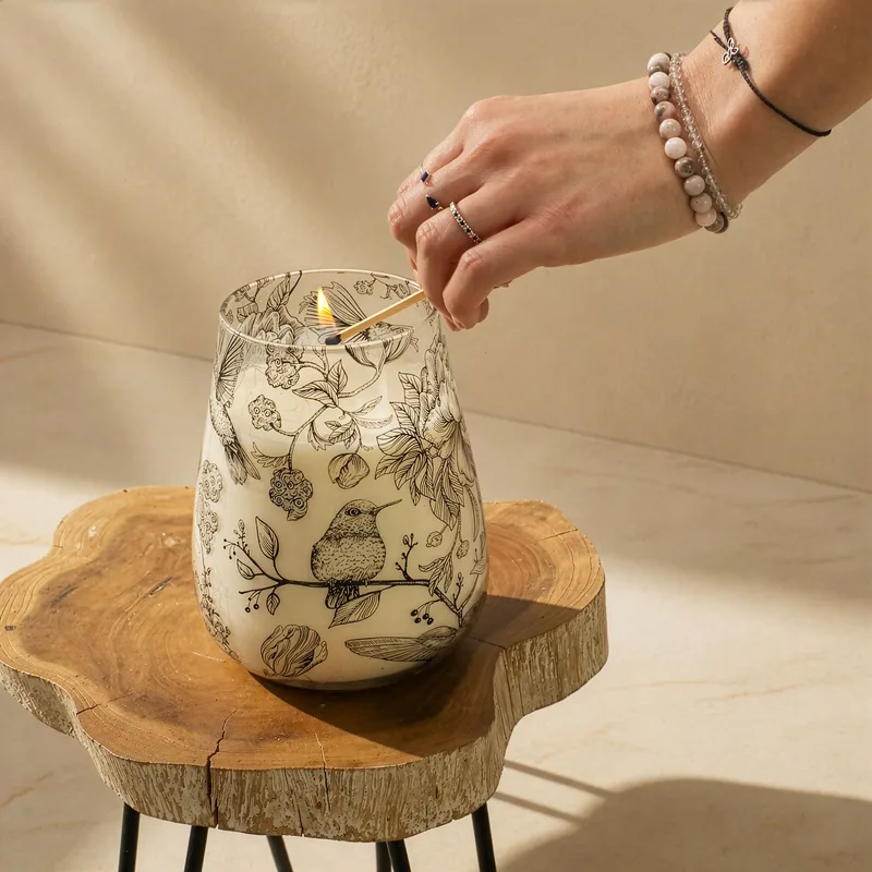 Tall Glass Jar Candele Drawn by Flame — foto 4