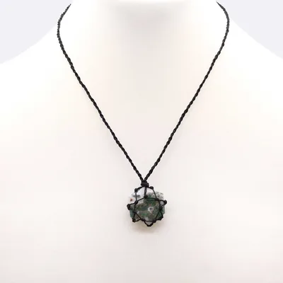 Laced Gemstone Hexagon Pendant - Moss Agate — foto 1