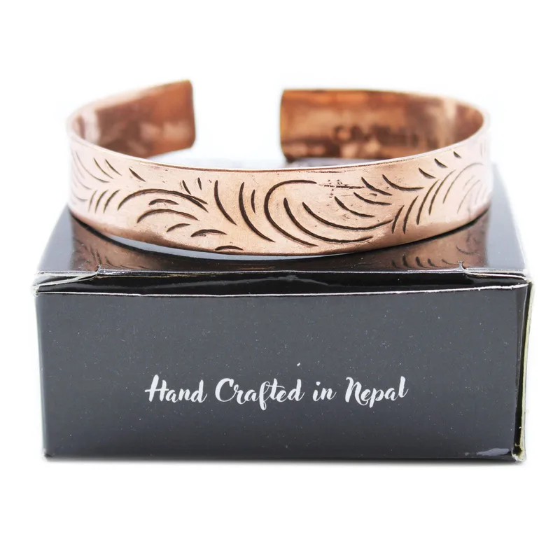Copper Tibetan Bracelet - Wide Tribal Swirls — foto 4