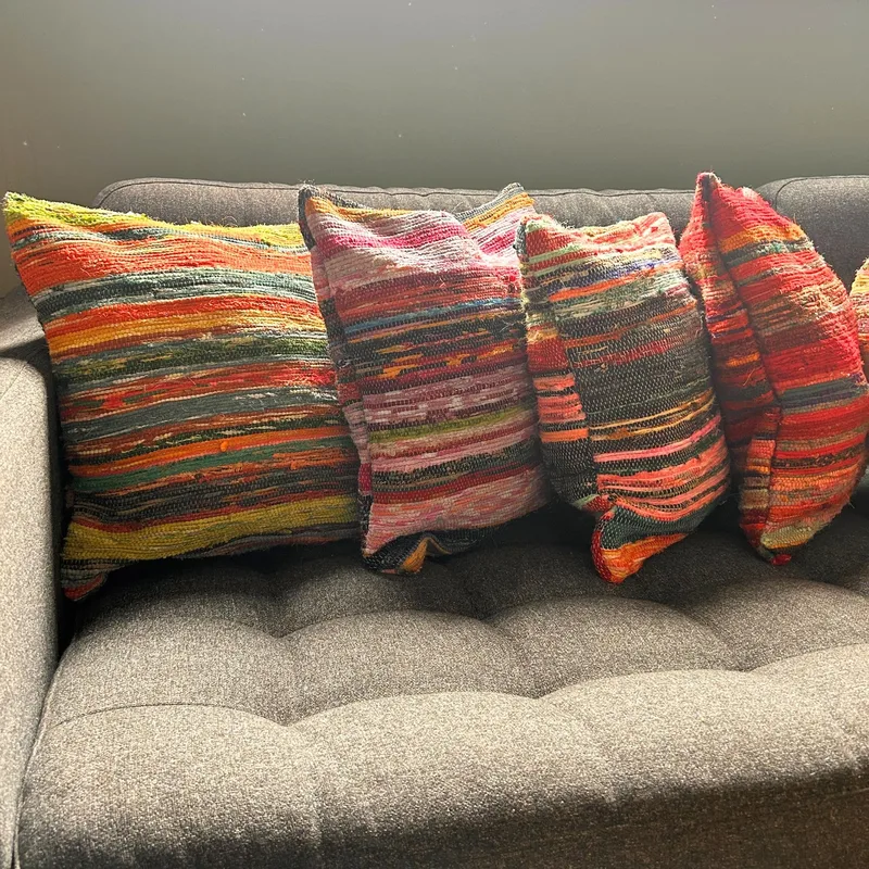 Rag Rug Cushion Covers 40x40cm Naturale Greens — foto 1