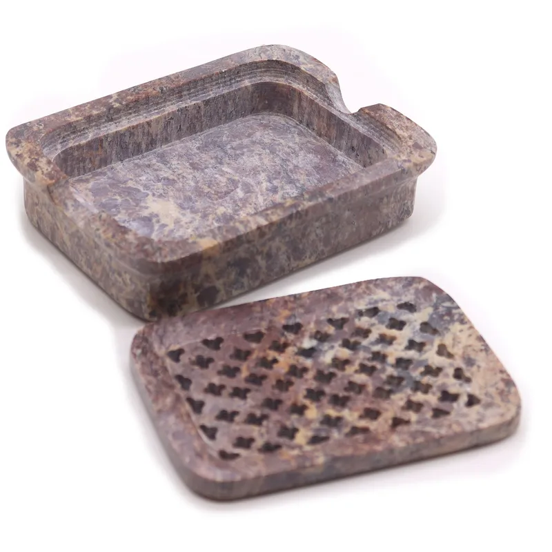 Soapstone Sapone Dish & Drainer 11x8cm- Classic Square — foto 3