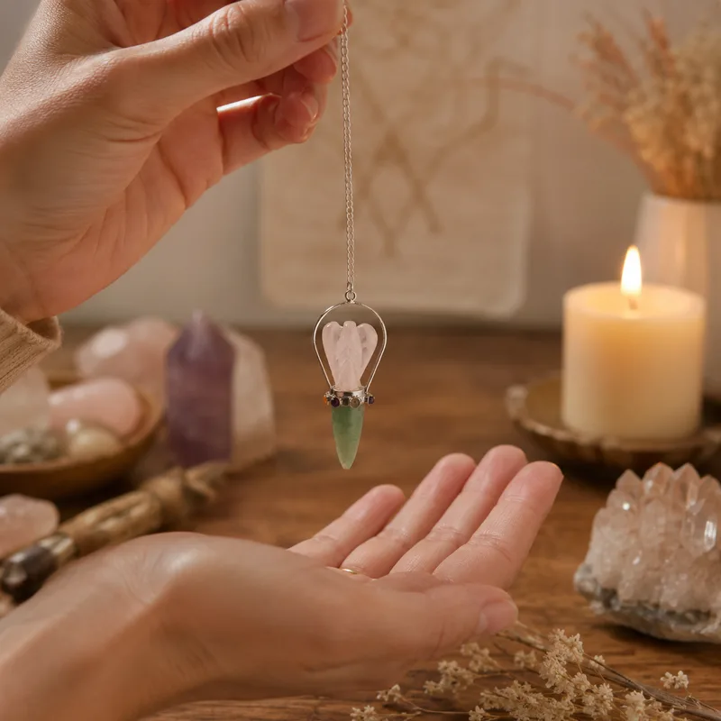 The Heart Oracle Two Piece Angel Pendulum Chakra Band Rosa Quartz & Verde Aventurine — foto 2