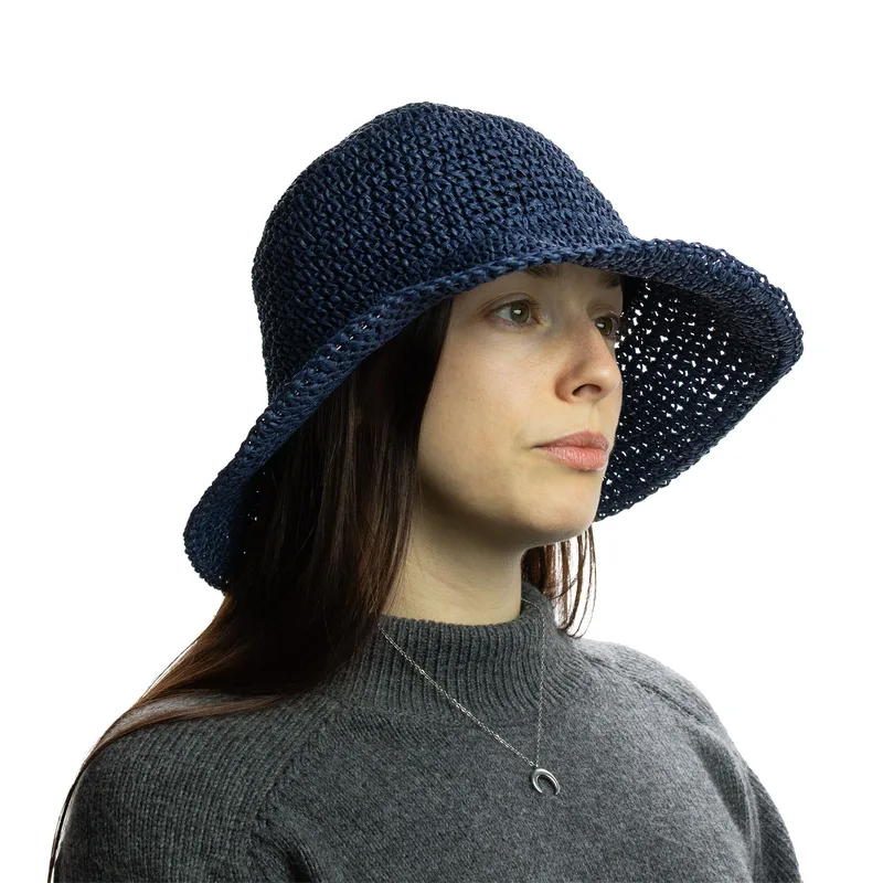 Nomad Sari Floppy Straw Sun Hat - Navy Blu — foto 2
