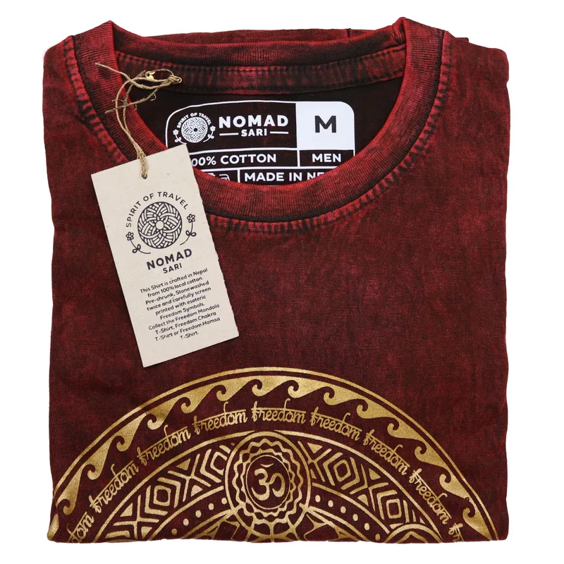 Nomad Sari Stonewashed Cotton T-Shirt – Chakra – Maroon – Medium — foto 1