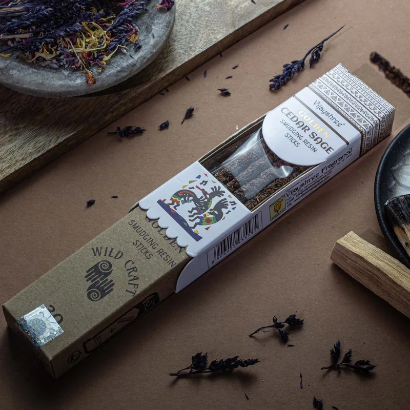30g Golden Cedar Sage Smudging Resin Sticks (6s) — foto 2