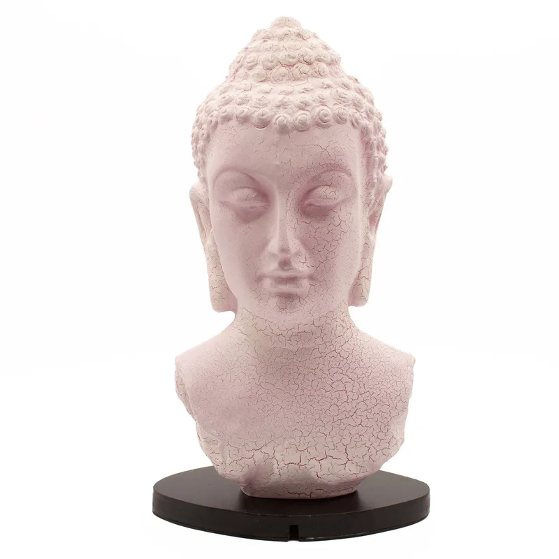 Buddha Bust Lamp Cherry Crackle Oval stand
