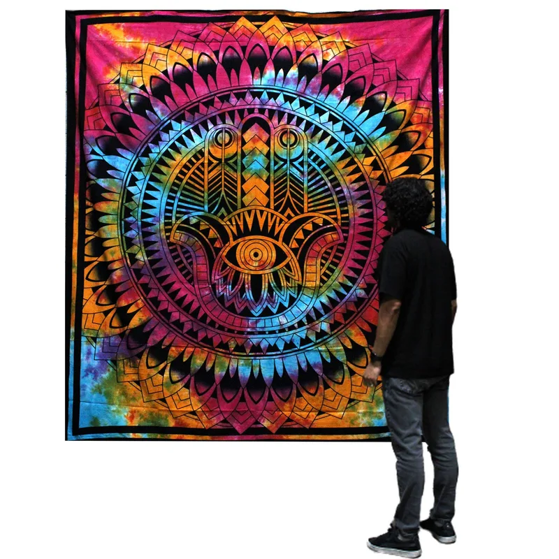Double Cotton Bedspread + Wall Hanging Hamsa — foto 1