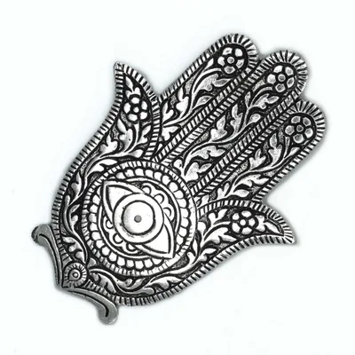 Polished Aluminium Hamsa Incenso Porta 14cm