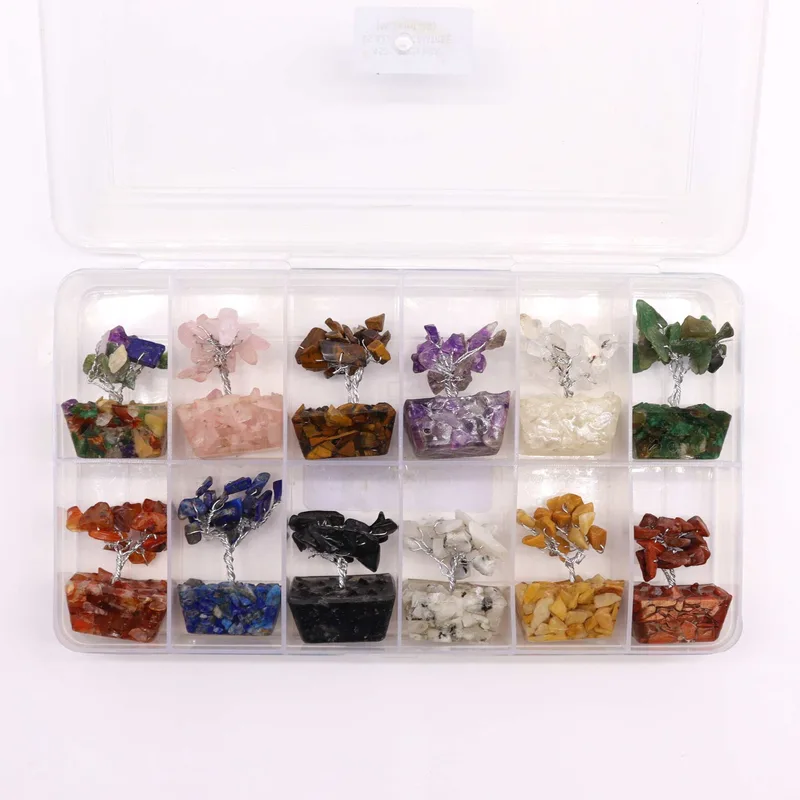 Scatola of 12 Mini Gemstone Trees On Orgonite Base Assorted Mix — foto 3