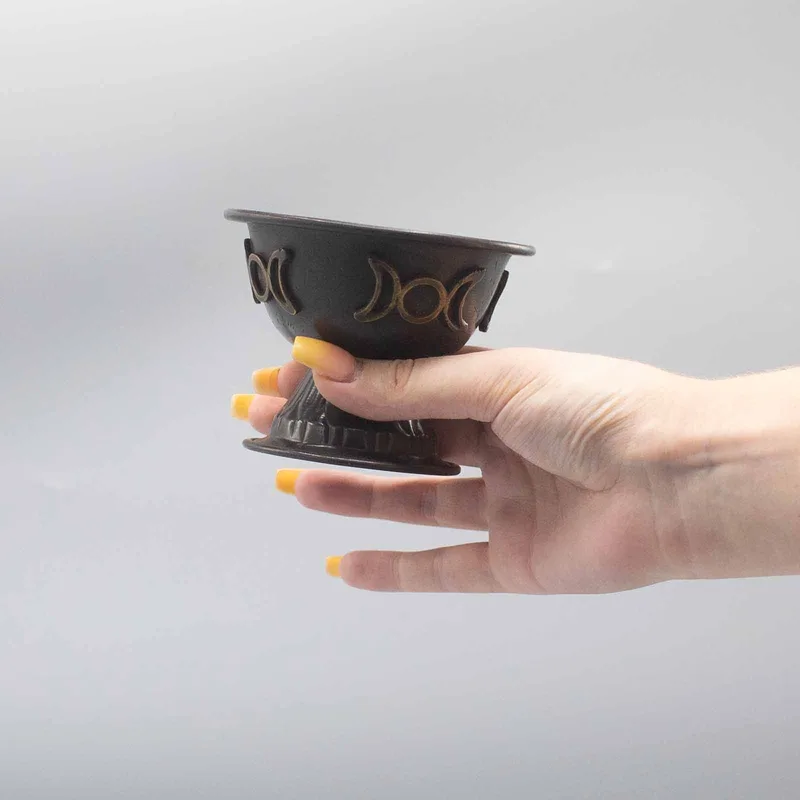 Antique Copper Ritual Chalice Triple Moon 10x8cm — foto 2