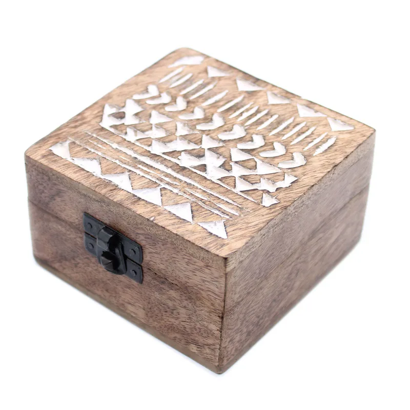 Bianco Washed Wooden Scatola 4x4 Aztec Design — foto 4