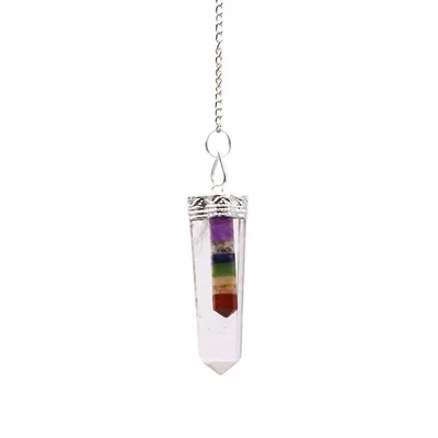 Crystal 7 Chakra Bounded Thin Point Flat Pendants — foto 2