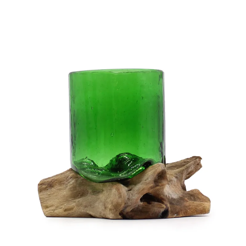 Recycled Beer Bottles Beer Glass on Legno — foto 1