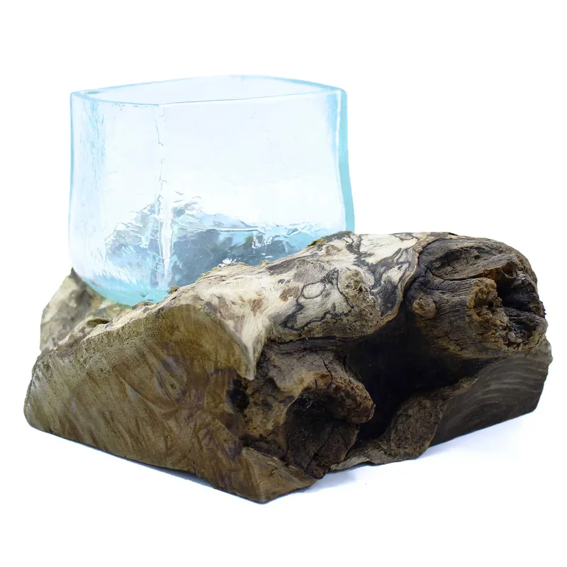 Molten Crackled Glass Tank on Legno