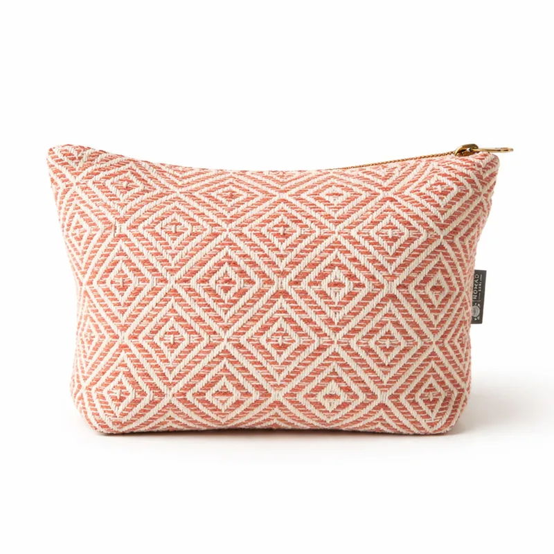 Nomad Sari Indian Jacquard Toiletry Bag Coral Maze