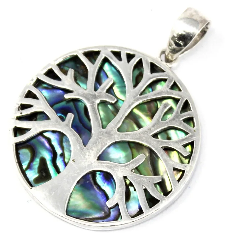 Albero della Vita Argento Pendente 30mm – Madreperla