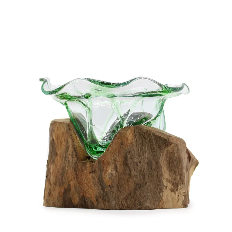 Recycled Beer Bottles Large Fancy Dolce Bowl on Legno