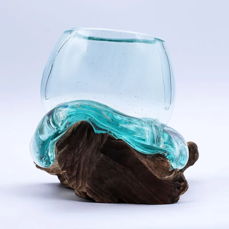 Molten Glass Mini Goldfish Bowl on Legno 20cm — foto 1