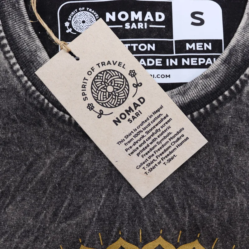 Nomad Sari Stonewashed Cotton T-Shirt – Mandala – Dark Grey – Small — foto 3