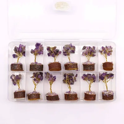 Mini Gemstone Trees On Legno Base - Amethyst (15 stones) — foto 5