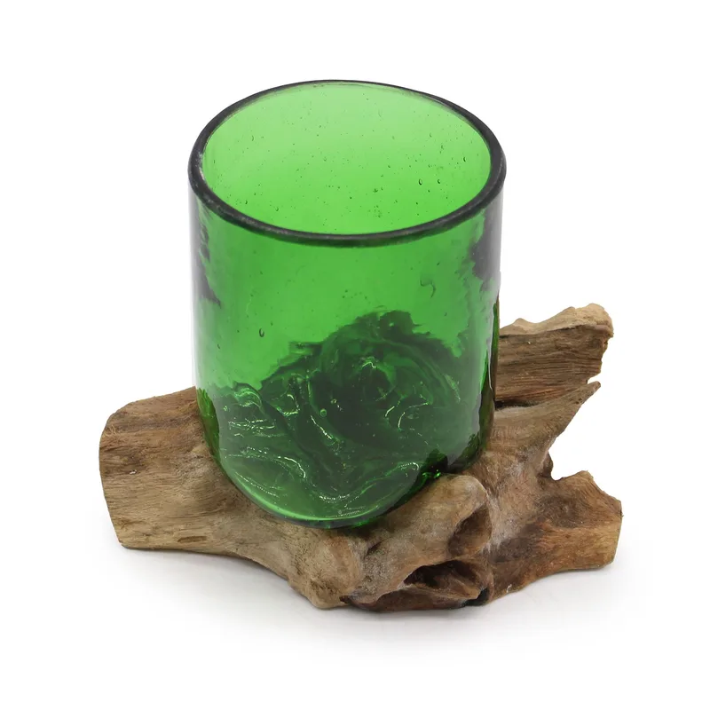 Recycled Beer Bottles Beer Glass on Legno