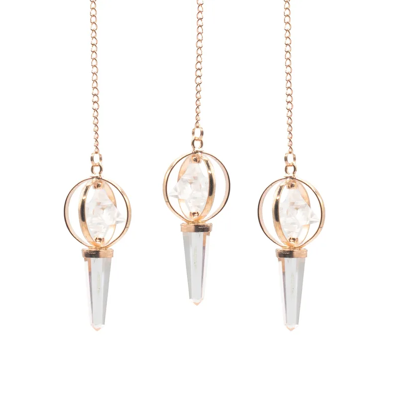 Stellar Gateway Two Piece Spinning Merkaba Star in Copper Pendulum Clear Quartz