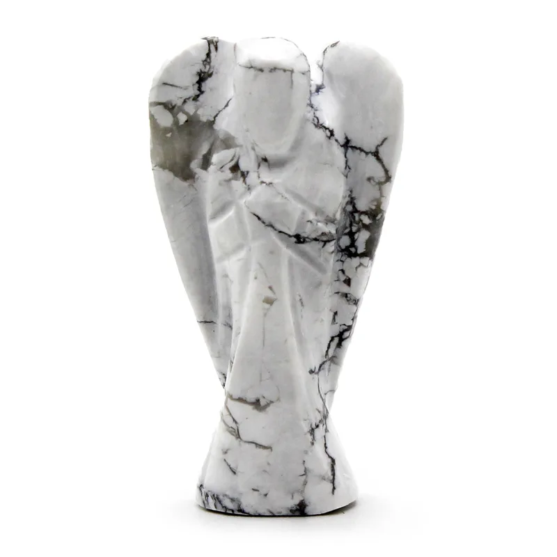 Hand Carved Gemstone Angel - Bianco Howlite