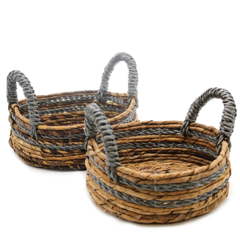 Banana Leaf & Abu-abu Raffia Basket- Set of 2 — foto 5