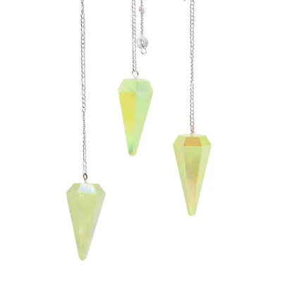 Six Sided Pendulum - Aurora Crystal Pale Verde - 4cm — foto 2