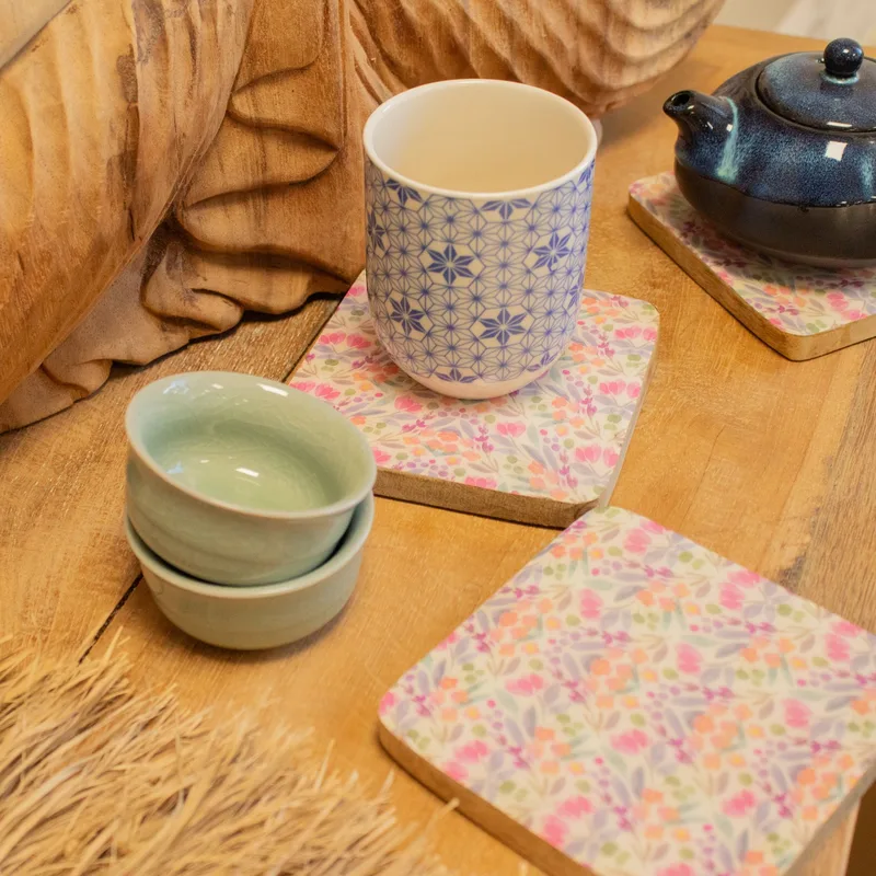 Set di 4 sottobicchieri quadrati - Fiori delicati — foto 5