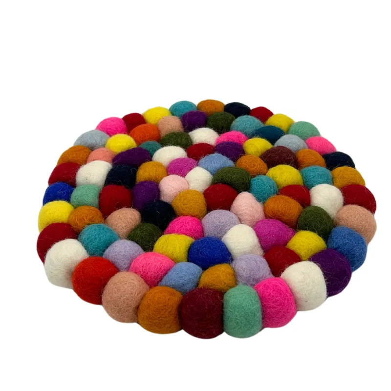Felt Ball Round Placemat 20cm Multi Colour — foto 2
