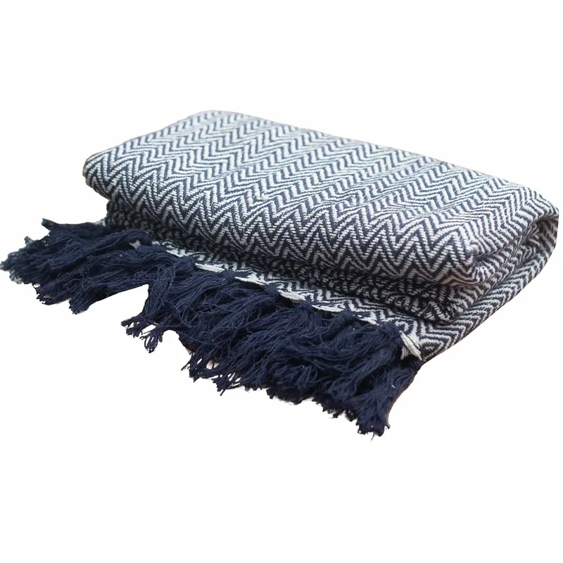 Boho Comfort Throws Navy Zigzag — foto 3