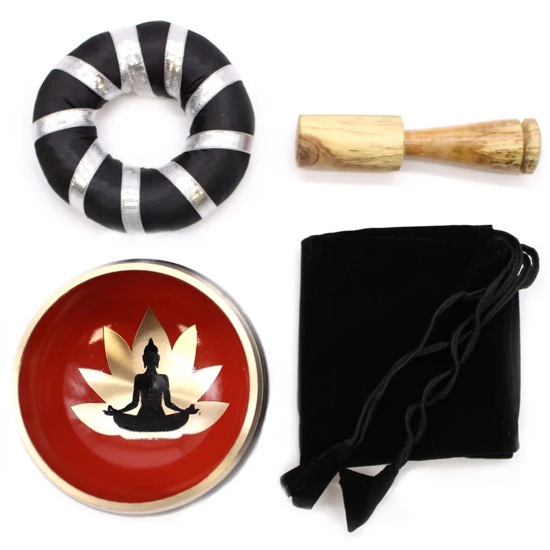 Buddha Singing Bowl Set- Black/Orange 10.7cm — foto 3